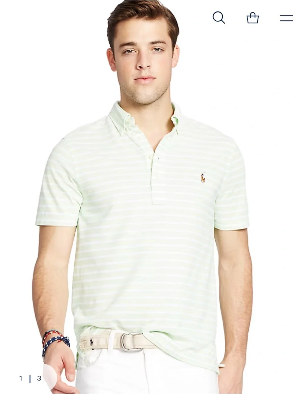 Polo Ralph Lauren Hampton Knit Oxford Striped Polo Key Lime Green Shirt Size XL